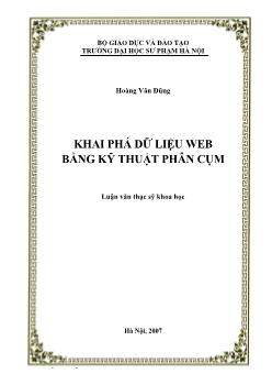 Luận văn Khai phá dữ liệu Web bằng kỹ thuật phân cụm
