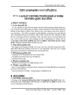 Tiểu luận Cài đặt chương trình quản lý điểm trường quốc học Huế