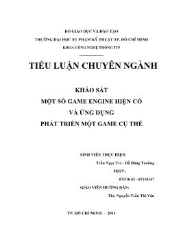 Tiểu luận Khảo sát Một số game engine hiện có và ứng dụng phát triển một game cụ thể