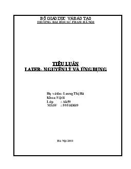 Tiểu luận Laser - Nguyên lý và ứng dụng
