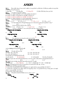 82 câu hỏi trắc nghiệm anken