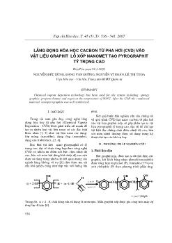 Đề tài Lắng đọng hóa học cacbon từ pha hơi (CVD) vào vật liệu graphit lỗ xốp nanomet tạo pyrographit tỷ trọng cao