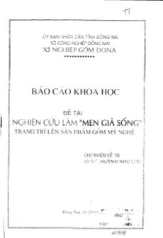 Đề tài Nghiên cứu làm men giả sống trang trí lên sản phẩm gốm mỹ nghệ