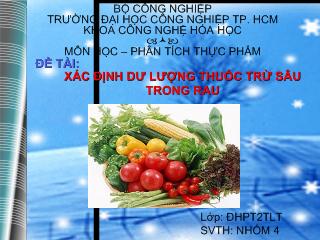 Đề tài Xác định dư lượng thuốc trừ sâu trong rau