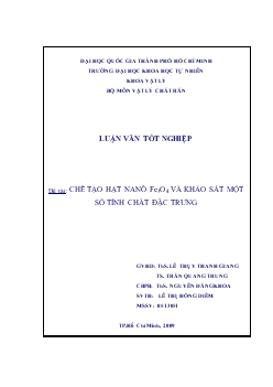 Luận văn Chế tạo hạt nanô Fe3O4 và khảo sát một số tính chất đặc trưng