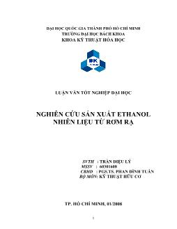 Luận văn Nghiên cứu sản xuất ethanol nhiên liệu từ rơm rạ