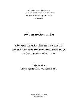 Luận văn Xác định và phân tích tính đa dạng di truyền của một số giống xoài đang được trồng tại tỉnh Đồng Tháp