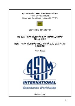 Sách hướng dẫn giáo viên - Mô đun Phân tích các sản phẩm lọc dầu