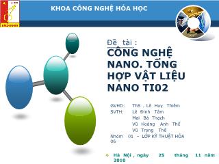 Đề tài Công nghệ nano và tổng hợp vật liệu nano Ti02