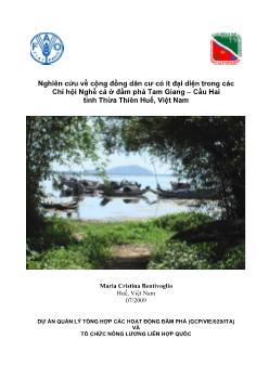 Đề tài Nghiên cứu về cộng đồng dân cư có ít đại diện trong các Chi hội Nghề cá ở đầm phá Tam Giang – Cầu Hai tỉnh Thừa Thiên Huế, Việt Nam