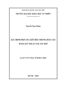 Luận văn Xác định một số axít béo trong dầu gấc bằng kỹ thuật sắc ký khí