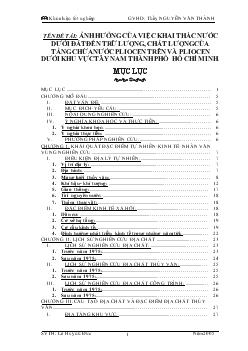 Khóa luận ảnh hưởng của việc khai thác nước dưới đất đến trữ lượng, chất lượng của tầng chứa nước pliocen trên và pliocen dưới khu vực tây nam thành phố Hồ Chí Minh
