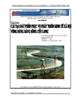 Tiểu luận Cải tạo đất phèn phục vụ phát triển kinh tế xã hội vùng đồng bằng sông Cửu Long