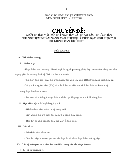 Chuyên đề Giới thiệu một số thí nghiệm và thao tác thực hiện thí nghiệm nhằm nâng cao hiệu quả tiết dạy sinh học 7, 8 có liên quan đến ếch