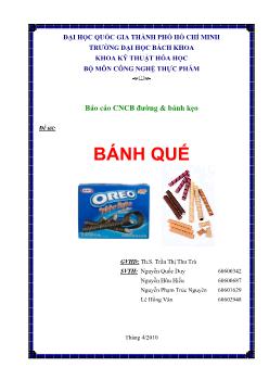 Đề tài Công nghệ chế biến đường và bánh kẹo: Bánh quế