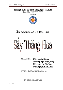 Đề tài Công nghệ chế biến trái cây sấy thăng hoa