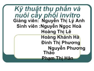 Đề tài Kỹ thuật thụ phấn và nuôi cấy phôi invitro