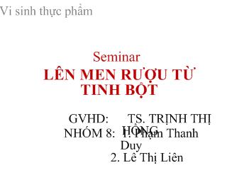 Đề tài Lên men rượu từ tinh bột