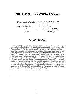 Đề tài Nhân bản Cloning người