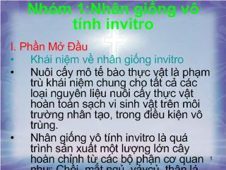 Đề tài Nhân giống vô tính invitro