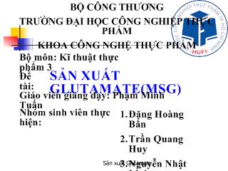 Đề tài Sản xuất Glutamate