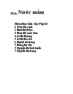 Đề tài Sản xuất nước mắm