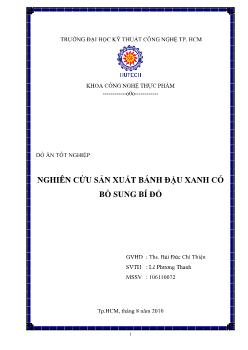 Đồ án Nghiên cứu sản xuất bánh đậu xanh có bổ sung bí đỏ