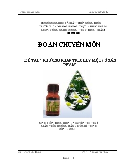 Đồ án Phương pháp trích ly một số sản phẩm