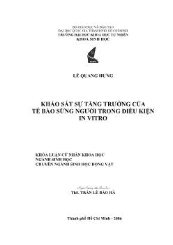 Khóa luận Khảo sát sự tăng trưởng của tế bào sừng người trong điều kiện In Vitro