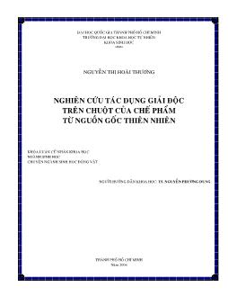 Khóa luận Nghiên cứu tác dụng giải độc trên chuột của chế phẩm từ nguồn gốc thiên nhiên
