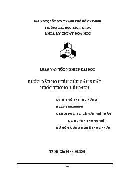 Luận văn Bước đầu nghiên cứu sản xuất nước tương lên men