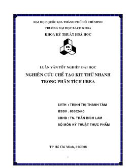 Luận văn Nghiên cứu chế tạo Kit thử nhanh trong phân tích Urea