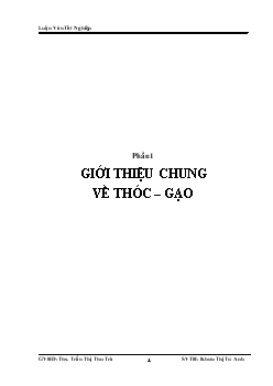 Luận văn Tìm hiểu khả năng ứng dụng các loại gạo trong sản xuất bún tươi và bánh tráng khô