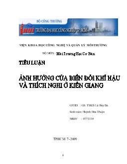 Tiểu luận Ảnh hưởng của biến đổi khí hậu và thích nghi ở Kiên Giang