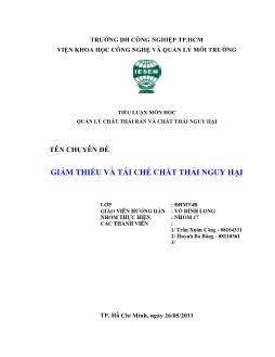 Tiểu luận Biện pháp giảm thiểu chất thải nguy hại