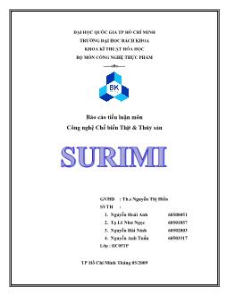 Tiểu luận Công nghệ chế biến thịt và thủy sản: Surimi