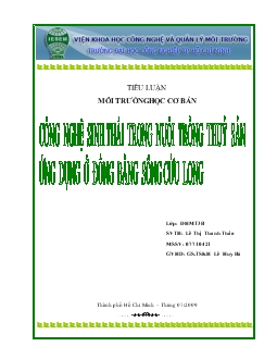 Tiểu luận Công nghệ sinh thái trong nuôi trồng thuỷ sản ứng dụng ở đồng bằng sông Cửu Long