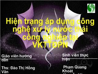 Tiểu luận Hiện trạng áp dụng công nghệ xử lý nước thải công nghiệp tại vùng kinh tế trọng điểm phía Nam