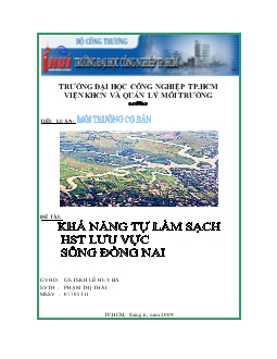 Tiểu luận Khả năng tự làm sạch HST lưu vực sông Đồng Nai