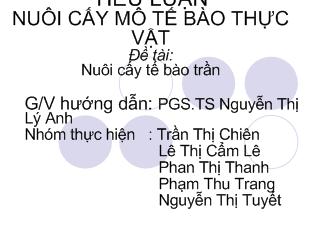 Tiểu luận Nuôi cấy tế bào trần