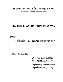 Tiểu luận Ô nhiễm môi trường ở nông thôn