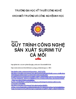 Tiểu luận Quy trình công nghệ sản xuất Surimi từ cá mối