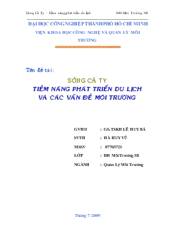 Tiểu luận Sông Cà Ty - Tiềm năng phát triển du lịch và các vấn đề môi trường