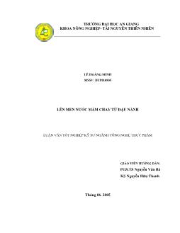 Luận văn Lên men nước mắm chay từ đậu nành