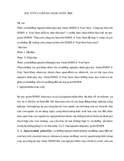 Tiểu luận Phân tích những nguyên nhân gây suy thoái đa dạng sinh học ở Việt Nam