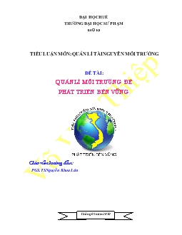 Tiểu luận Quản lí môi trường để phát triển bền vững