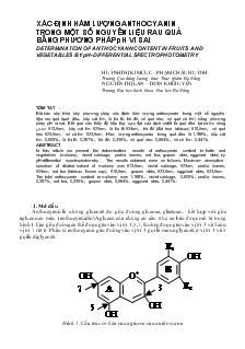 Xác định hàm lượng Anthocyanin trong một số nguyên liệu rau quả bằng phương pháp pH vi sai