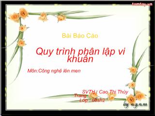 Đề tài Quy trình phân lập vi khuẩn