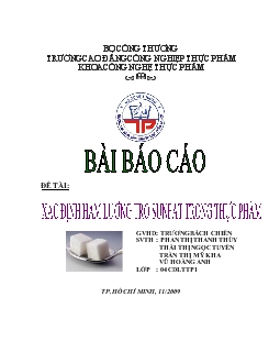 Đề tài Xác định hàm lượng tro Sunfat trong thực phẩm