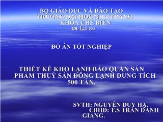Đồ án Thiết kế kho lạnh bảo quản sản phẩm thủy sản đông lạnh dung tích 500 tấn